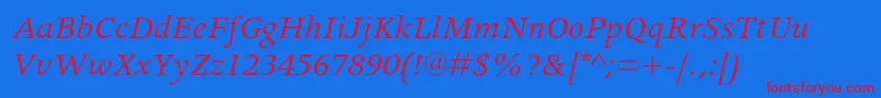 ApollomtstdItalic Font – Red Fonts on Blue Background