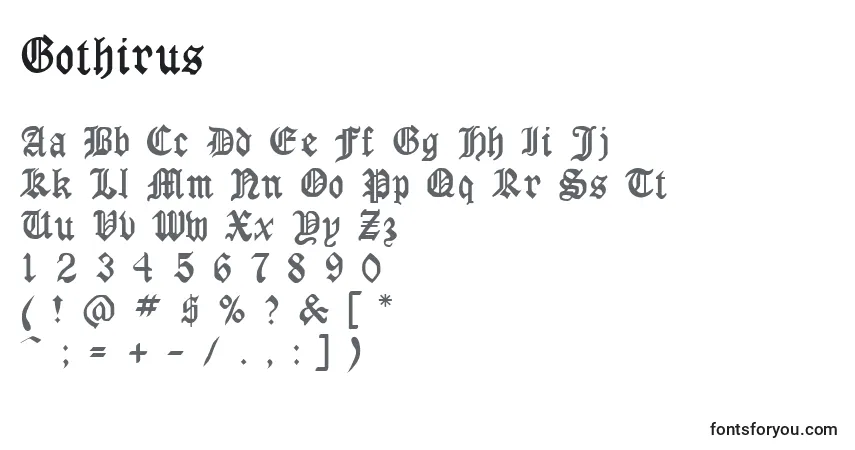 Gothirusフォント–アルファベット、数字、特殊文字