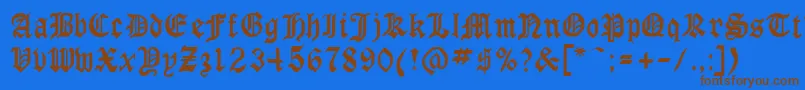 フォントGothirus – 茶色の文字が青い背景にあります。