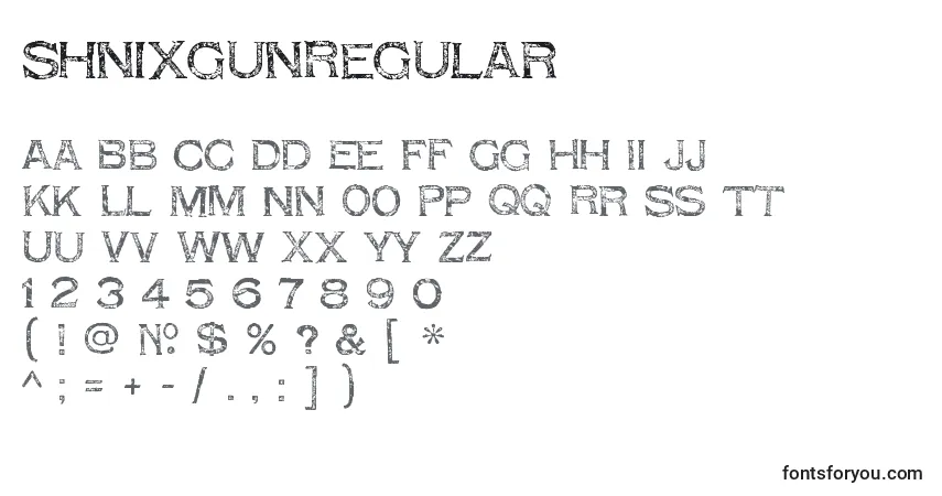 Schriftart ShnixgunRegular – Alphabet, Zahlen, spezielle Symbole