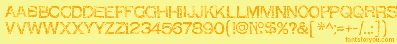 フォントShnixgunRegular – オレンジの文字が黄色の背景にあります。