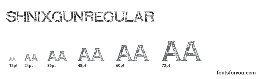 Размеры шрифта ShnixgunRegular