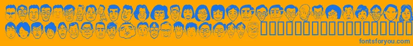 Sakabe People06 Font – Blue Fonts on Orange Background