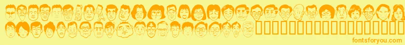 Sakabe People06 Font – Orange Fonts on Yellow Background