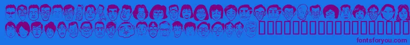 Sakabe People06 Font – Purple Fonts on Blue Background