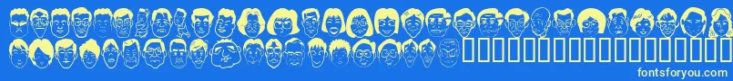 Sakabe People06 Font – Yellow Fonts on Blue Background