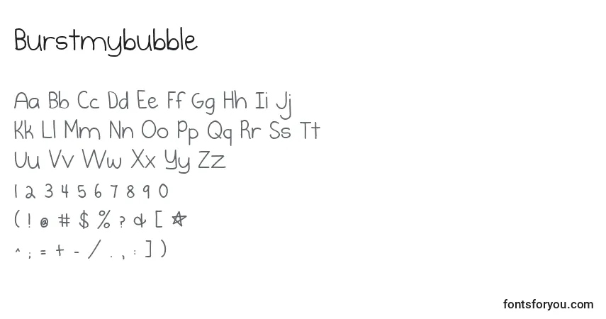 Шрифт Burstmybubble – алфавит, цифры, специальные символы