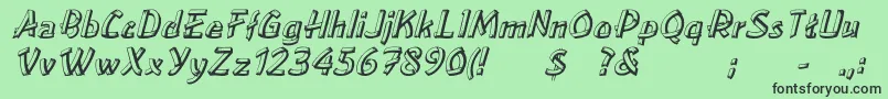 Fonte LoweaItalic – fontes pretas em um fundo verde