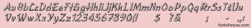 Fonte LoweaItalic – fontes pretas em um fundo rosa