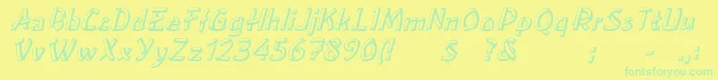 Czcionka LoweaItalic – zielone czcionki na żółtym tle