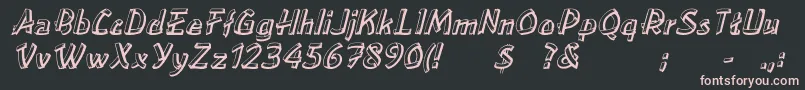 フォントLoweaItalic – 黒い背景にピンクのフォント