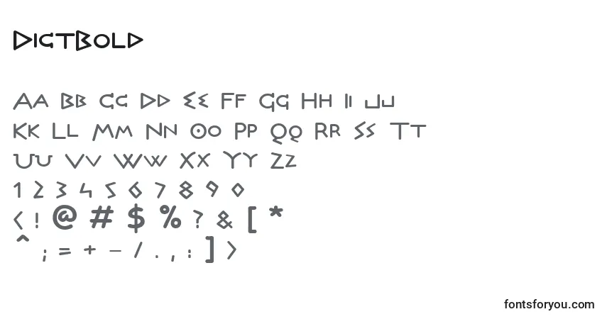 Czcionka DictBold – alfabet, cyfry, specjalne znaki