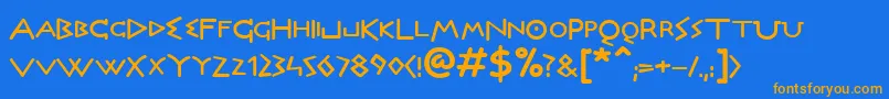 DictBold-Schriftart – Orangefarbene Schriften auf blauem Hintergrund