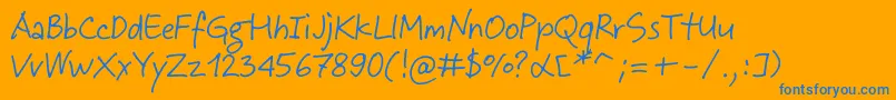 フォントJeffScript – オレンジの背景に青い文字