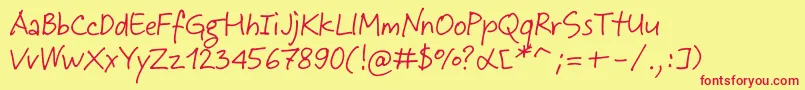 フォントJeffScript – 赤い文字の黄色い背景