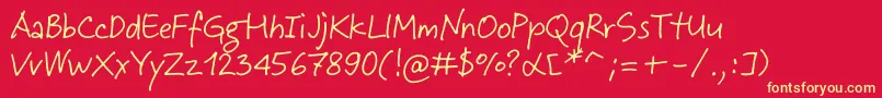フォントJeffScript – 黄色の文字、赤い背景