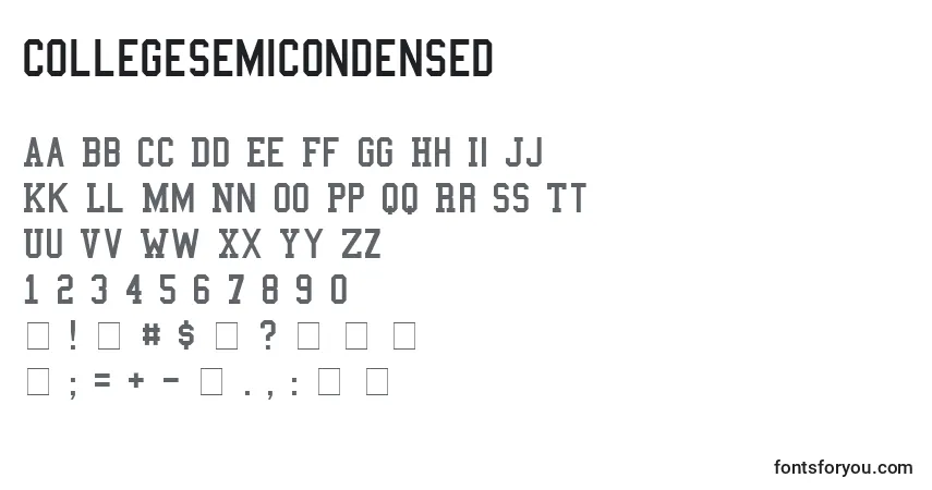 Шрифт CollegeSemiCondensed – алфавит, цифры, специальные символы