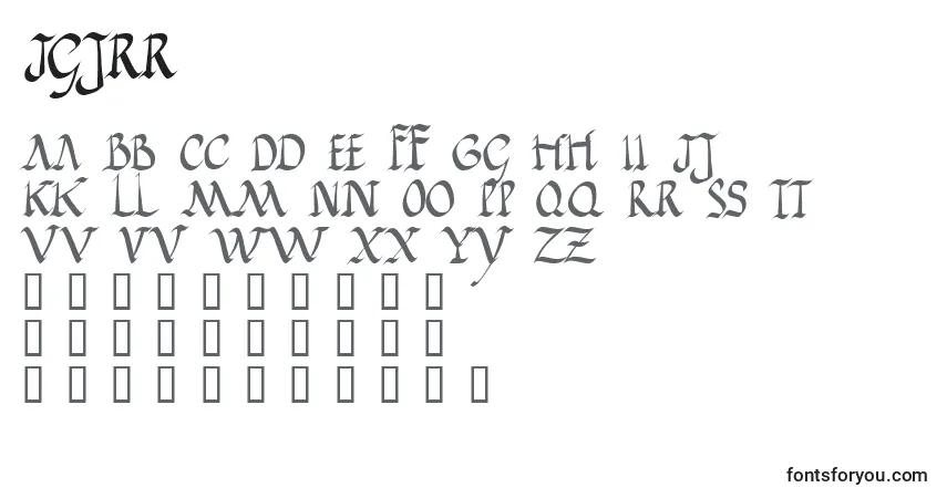 Schriftart Jgjrr – Alphabet, Zahlen, spezielle Symbole