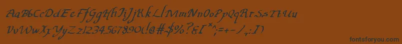 フォントValleyForgeItalic – 黒い文字が茶色の背景にあります