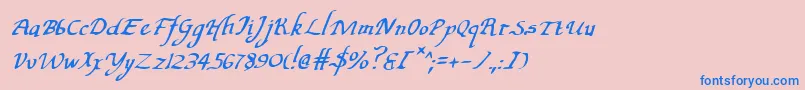 Czcionka ValleyForgeItalic – niebieskie czcionki na różowym tle