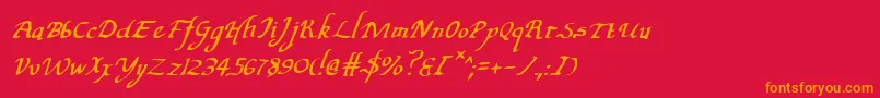 フォントValleyForgeItalic – 赤い背景にオレンジの文字