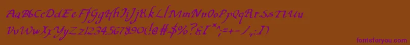 ValleyForgeItalic Font – Purple Fonts on Brown Background