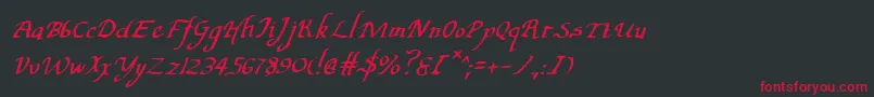 フォントValleyForgeItalic – 黒い背景に赤い文字