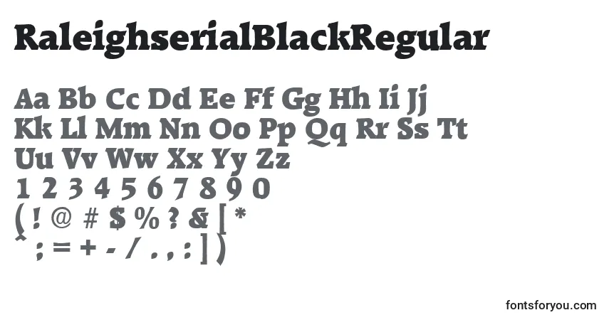 A fonte RaleighserialBlackRegular – alfabeto, números, caracteres especiais