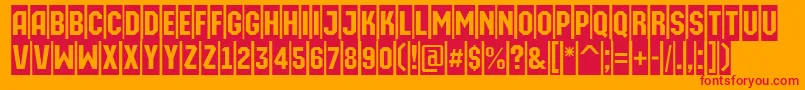 AMachinaortocm-Schriftart – Rote Schriften auf orangefarbenem Hintergrund