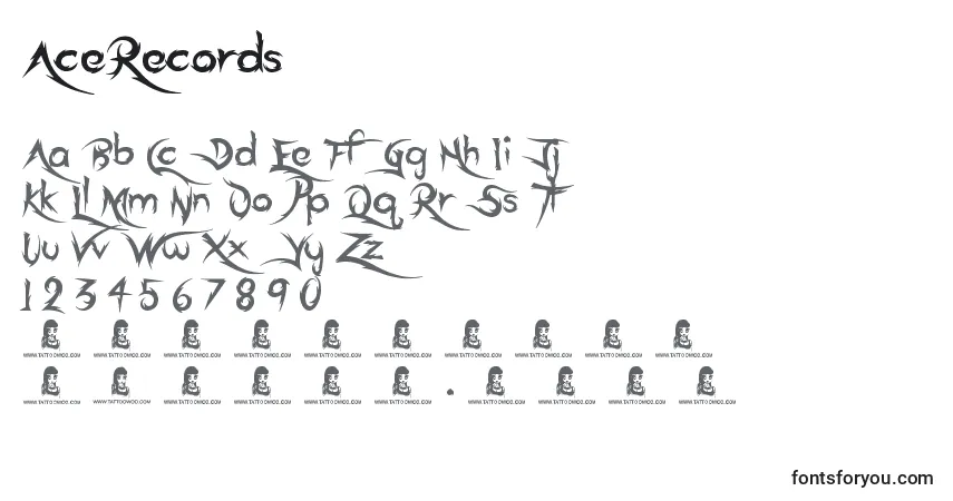 Czcionka AceRecords – alfabet, cyfry, specjalne znaki