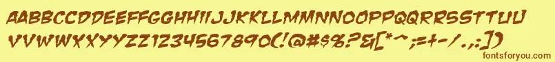 ZombieGutsSquishedItalic Font – Brown Fonts on Yellow Background