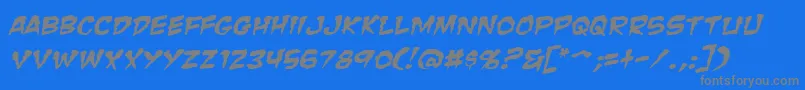 フォントZombieGutsSquishedItalic – 青い背景に灰色の文字