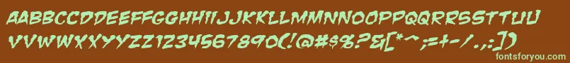 ZombieGutsSquishedItalic Font – Green Fonts on Brown Background