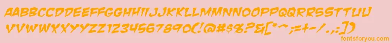 ZombieGutsSquishedItalic-Schriftart – Orangefarbene Schriften auf rosa Hintergrund