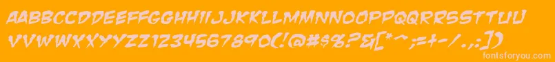 ZombieGutsSquishedItalic-Schriftart – Rosa Schriften auf orangefarbenem Hintergrund