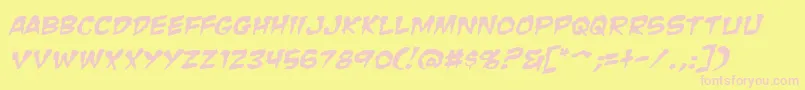 ZombieGutsSquishedItalic Font – Pink Fonts on Yellow Background