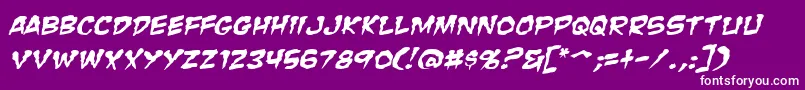 ZombieGutsSquishedItalic Font – White Fonts on Purple Background