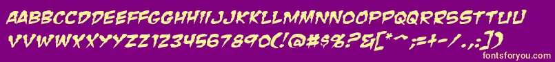 ZombieGutsSquishedItalic Font – Yellow Fonts on Purple Background