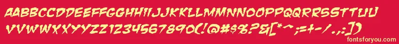 ZombieGutsSquishedItalic Font – Yellow Fonts on Red Background