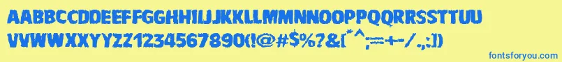 Czcionka VtcbadnauseaRegular – niebieskie czcionki na żółtym tle