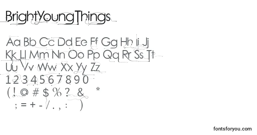 A fonte BrightYoungThings – alfabeto, números, caracteres especiais