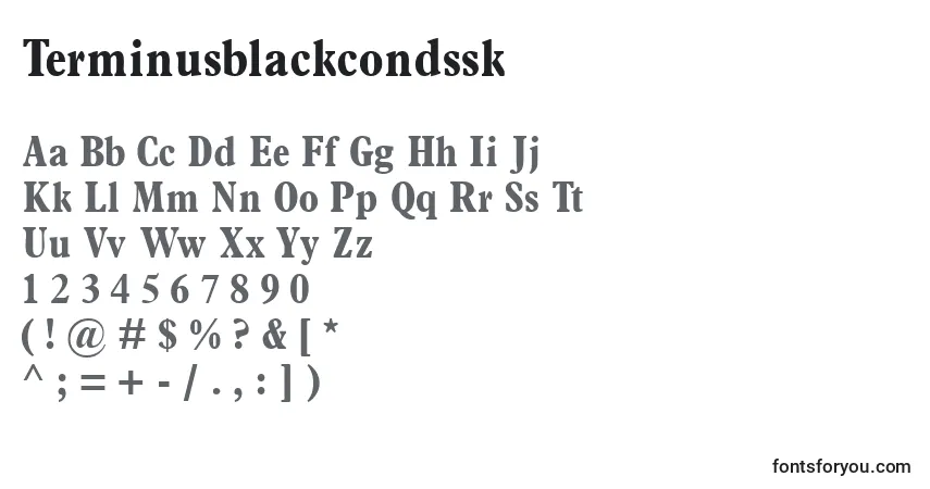 A fonte Terminusblackcondssk – alfabeto, números, caracteres especiais