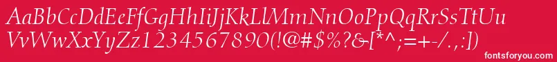 DiotimaLtItalic Font – White Fonts on Red Background