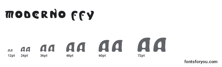 Размеры шрифта Moderno ffy