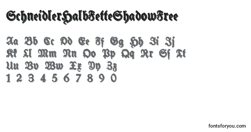 SchneidlerHalbFetteShadowFree (38952)フォント–アルファベット、数字、特殊文字