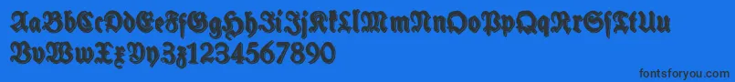 SchneidlerHalbFetteShadowFree-Schriftart – Schwarze Schriften auf blauem Hintergrund