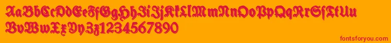 フォントSchneidlerHalbFetteShadowFree – オレンジの背景に赤い文字