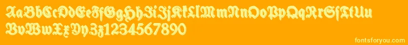 SchneidlerHalbFetteShadowFree-Schriftart – Gelbe Schriften auf orangefarbenem Hintergrund