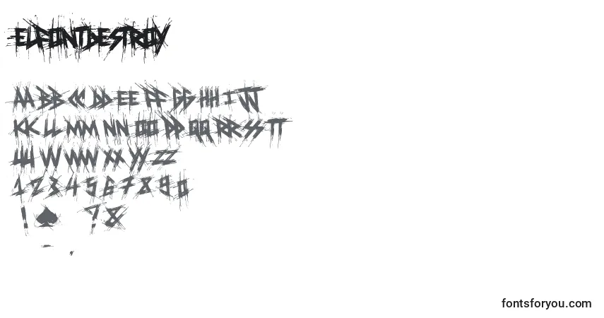 Schriftart ElfontDestroy – Alphabet, Zahlen, spezielle Symbole