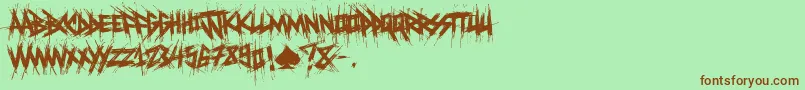 ElfontDestroy-Schriftart – Braune Schriften auf grünem Hintergrund